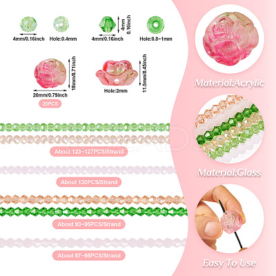 DIY Rose Flower Glass & Acrylic Beads Jewelry Making Finding Kit DIY-TA0010-10-1