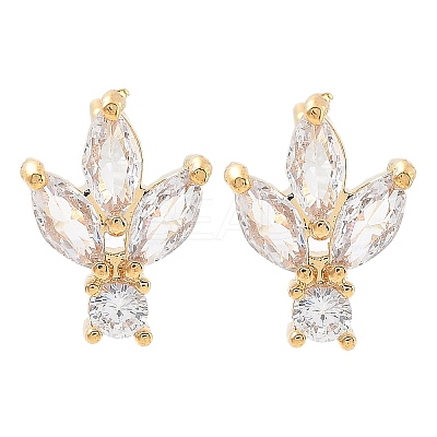 Brass Clear Cubic Zirconia Stud Earring Findings KK-A238-02B-G-1