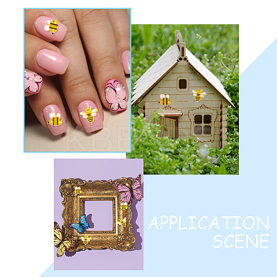 220Pcs 2 Styles Bees Resin Nail Art Cabochons RESI-DR0001-06-1