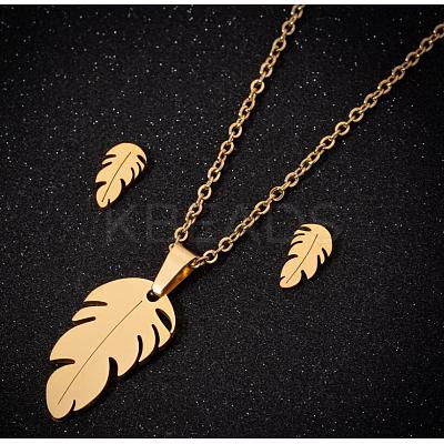 201 Stainless Steel Pendant Necklaces & Stud Earrings Sets FS-WGB00D6-07-1