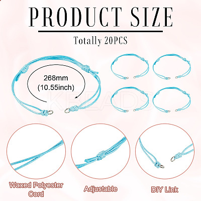 20Pcs Waxed Polyester Cord Bracelet Making AJEW-TAC00088-1