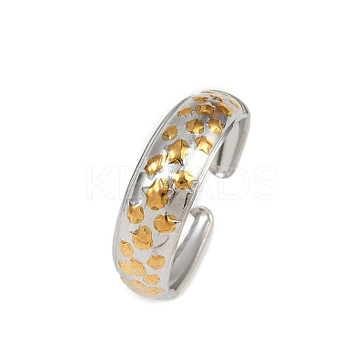 304 Stainless Steel Double Color Cuff Rings RJEW-S635-01GP-08-1