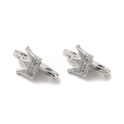 Brass Micro Pave Clear Cubic Zirconia Slide Charms KK-P239-20P-1