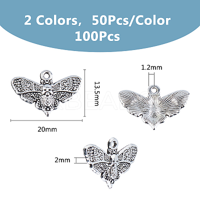 100Pcs 2 Colors Tibetan Style Alloy Pendants FIND-DC0006-17-1