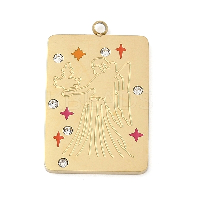 304 Stainless Steel Rhinestones Pendants STAS-D306-01G-F-1