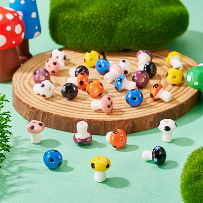 28Pcs 7 Colors Handmade Porcelain Beads PORC-TA0001-23-1