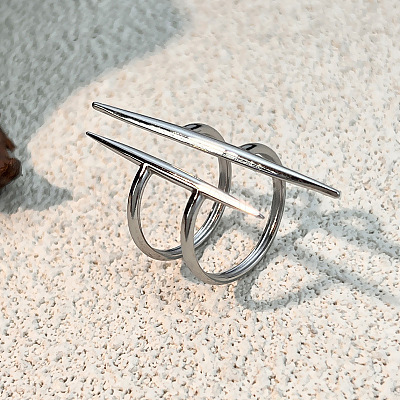 304 Stainless Steel Cuff Rings for Women LS-RJEW-L133-05P-1