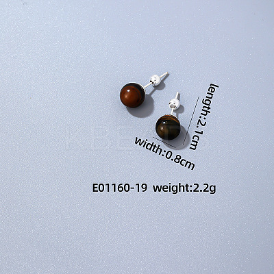 Handmade Fashion Natural Dyed & Heated Black Agate Stainless Steel Bead Earrings Accessories for Autumn/Winter VH6205-16-1