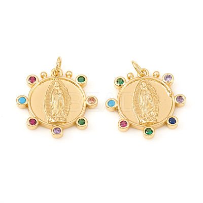 Brass Micro Pave Cubic Zirconia Pendants KK-I672-34G-1