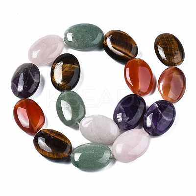 Natural Green Aventurine & Rose Quartz & Red Agate & Tiger Eye & Amethyst Beads Strands X-G-S364-095-1