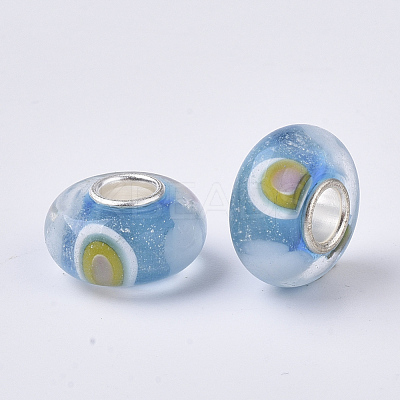 Handmade Silver Foil Lampwork European Beads X-LAMP-S193-005-1
