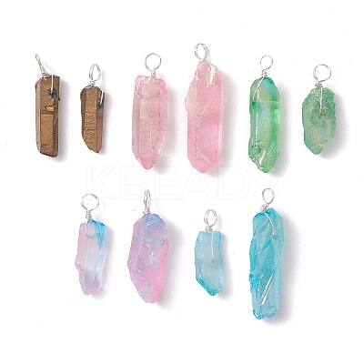 10Pcs 10 Styles Electroplated Natural Quartz Crystal Pendants PALLOY-JF02533-02S-1