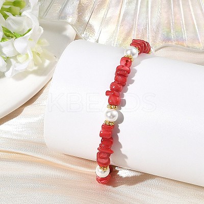 Natural Freshwater Shell Beads & Shell Pearl Beaded Bracelets BJEW-JB14212-1