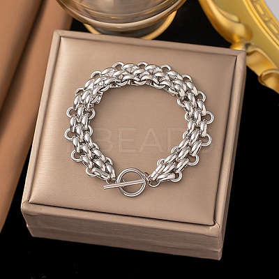 304 Stainless Steel Oval Link Chain Bracelets LS-BJEW-G759-03P-1