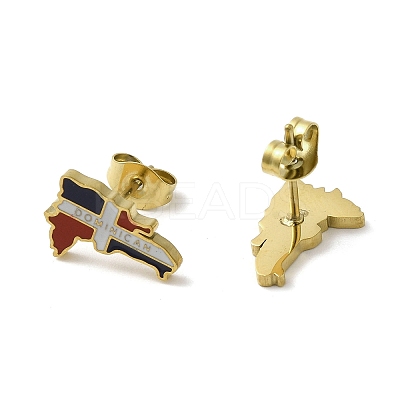 Ion Plating(IP) 304 Stainless Steel Enamel Stud Earrings EJEW-D089-01G-1