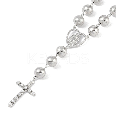 Brass Micro Pave Clear Cubic Zirconia & Plastic Pearl Pendant Necklaces NJEW-H028-03P-1