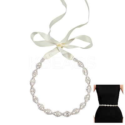 Metal Full Crystal Rhinestone Horse Eye Bridal Waist Belts for Wedding Dress AJEW-WH20080-65A-S-1