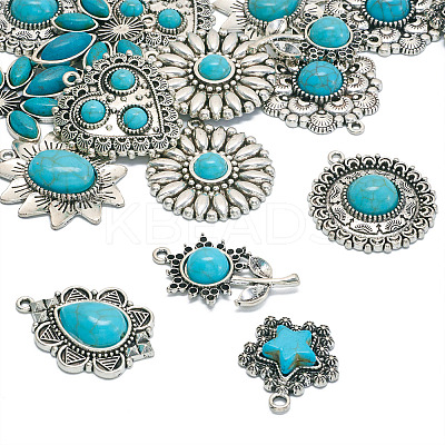 18Pcs 9 Style Tibetan Style Alloy Pendants FIND-TA0003-76-1