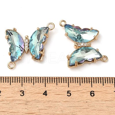 Brass Pave Faceted Glass Connector Charms X-FIND-Z020-04F-1