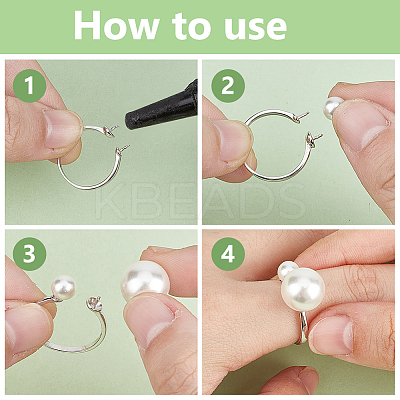 1Pc 925 Sterling Silver Adjustable Design Ring Mounts Fittings with Pearl Seat STER-BC0002-79A-P-1