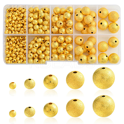 468Pcs 5 Style Brass Round Textured Spacer Beads KK-CJ0002-13-1