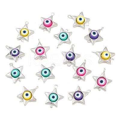 CCB Plastic Frame with Polymer Clay Beads Star Links Connector Charms KK-D103-09B-P-1