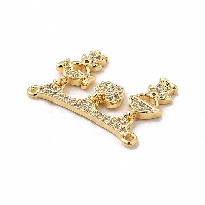 Rack Plating Brass Micro Pave Clear Cubic Zirconia Heart Connector Charms KK-G456-01G-01-1