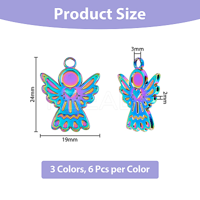 18Pcs 3 Colors Ion Plating(IP) 304 Stainless Steel Pendants STAS-DC0013-98-1