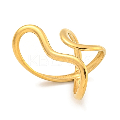 Ion Plating(IP) 304 Stainless Steel Open Cuff Ring for Women RJEW-A043-24G-1