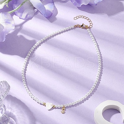 Brass Micro Pave Grade AAA Cubic Zirconia Letter Pendant Necklaces NJEW-JN04771-19-1