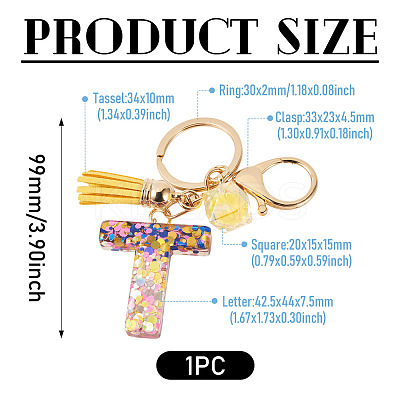 Alloy Resin Polygon Keychains KEYC-TADJ0002-03G-T-1