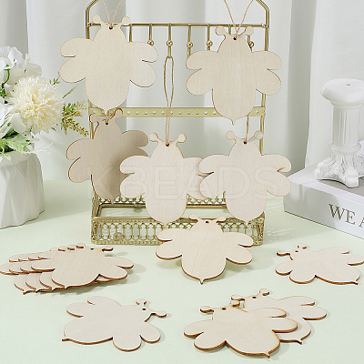 Wood Insect Pendant Decorations HJEW-WH20016-02A-1
