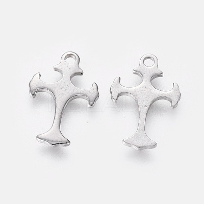 Tarnish Resistant 201 Stainless Steel Tiny Cross Charms STAS-L233-082P-1