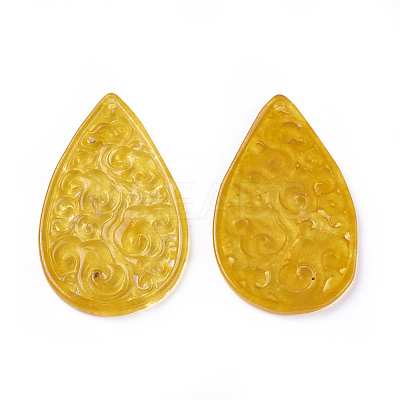 Carved Natural White Jade Pendants G-L495-40B-1
