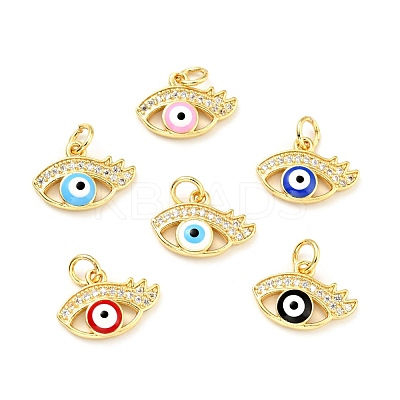 Rack Plating Brass Micro Pave Clear Cubic Zirconia Charms KK-G394-07G-1