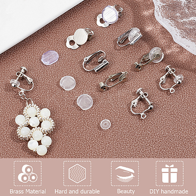 32Pcs 4 Style Brass Clip-on Earring Converters Findings KK-SP0001-28P-1