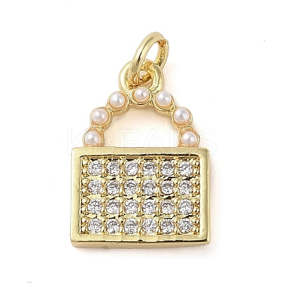 Brass Micro Pave Clear Cubic Zirconia Pendants KK-Q813-08B-G-1