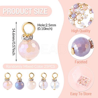 25Pcs Electroplate Glass Charms PALLOY-TAC0314-1