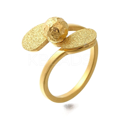 Textured Teardrop 304 Stainless Steel Finger Ring for Women RJEW-L126-16B-G-1