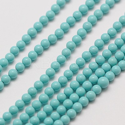 Synthetic Taiwan Turquoise Round Beads Strands G-A130-2mm-L08-1
