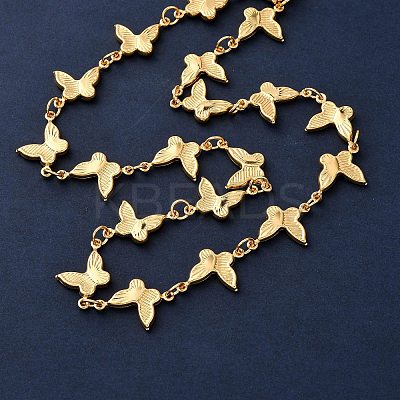 304 Stainless Steel Butterfly Link Chain Necklaces for Women NJEW-G178-16G-1