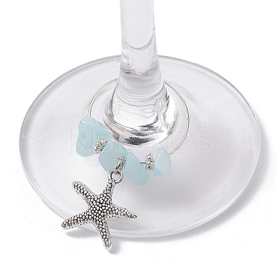 8Pcs Sea Animal Alloy Pendants Wine Glass Charms Sets AJEW-JO00219-1