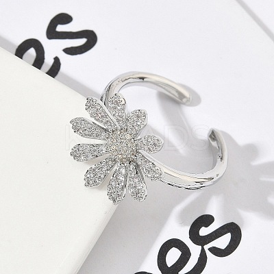 Brass Micro Pave Cubic Zirconia Cuff Open Rings RJEW-H256-06P-1