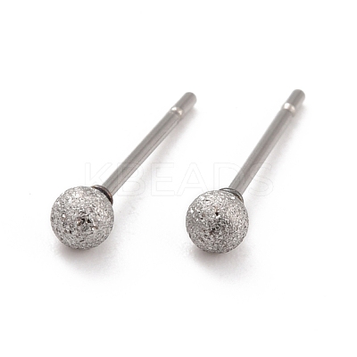 Tarnish Resistant 201 Stainless Steel Textured Ball Stud Earrings STAS-Z039-01F-P-1