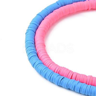 7Strands 7 Colors Flat Round Handmade Polymer Clay Beads CLAY-FS0001-28-1