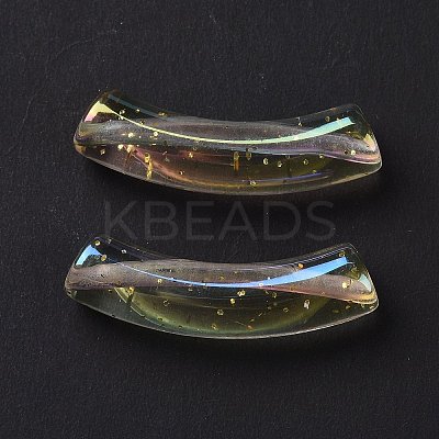 UV Plating Iridescent Transparent Acrylic Beads OACR-A016-02-1