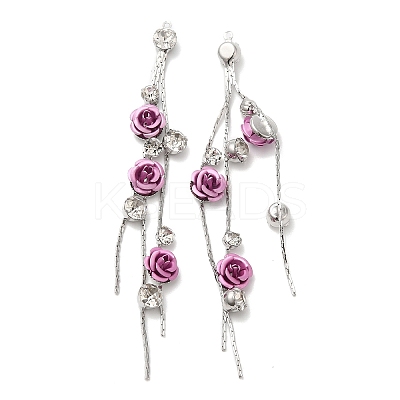 Brass with Glass Rhinestone Tassel Big Pendants KK-B074-14P-02-1