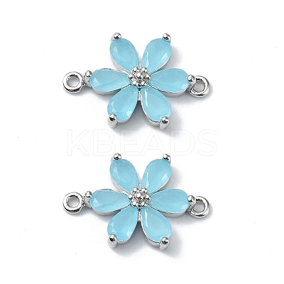 Brass Pave Cubic Zirconia Connector Charms KK-B072-01P-06-1