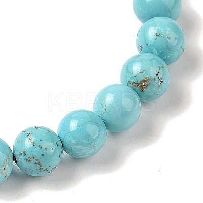 8mm Round Natural Crackle Turquoise Braided Bead Bracelets BJEW-C067-01B-10-1