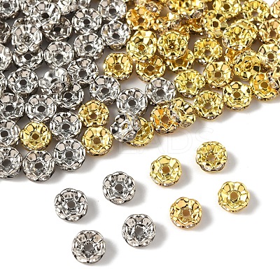 120Pcs 2 Colors Brass Crystal Rhinestone Spacer Beads RB-FS0001-06-1